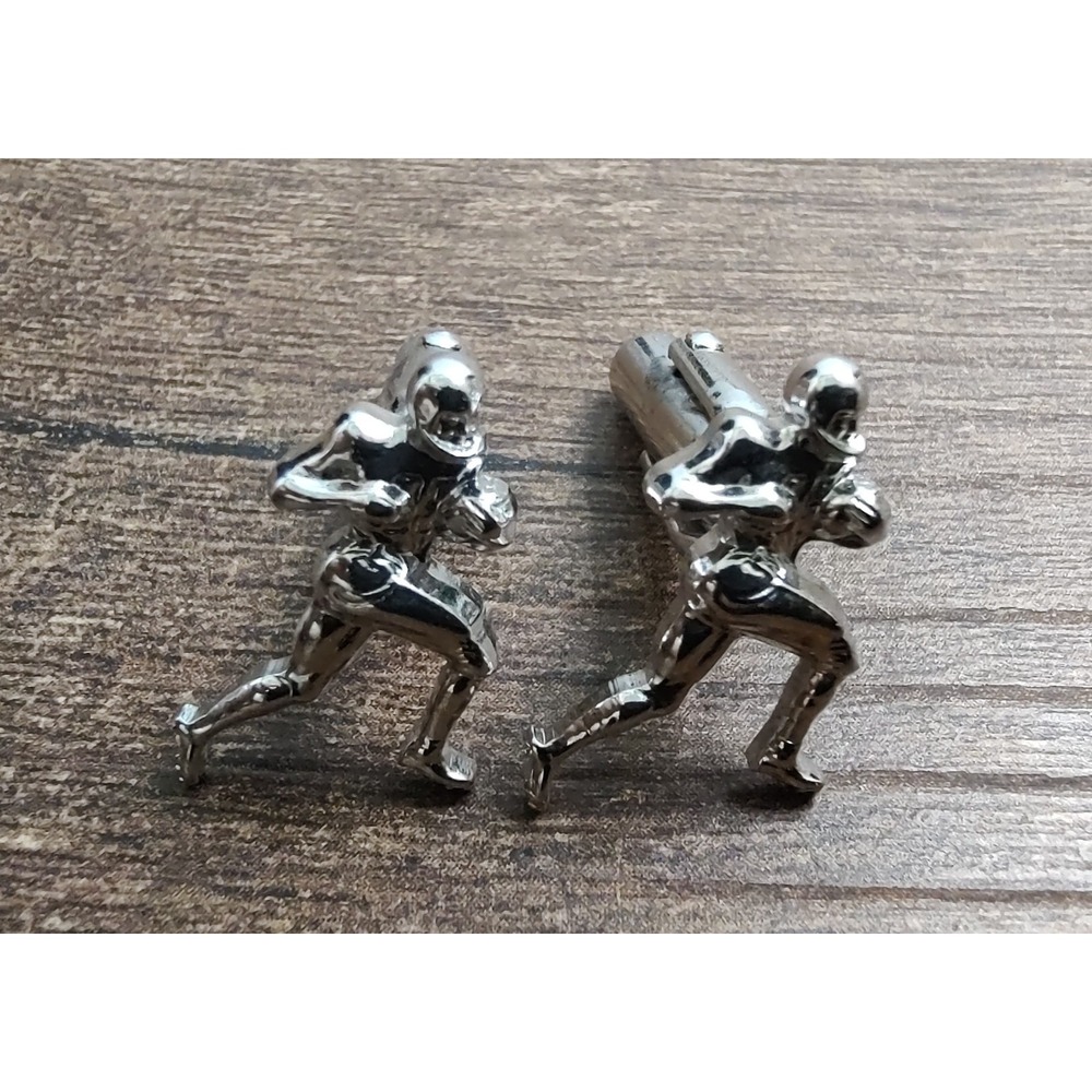 Vtg Football Rugby Silver Tone Cufflinks J173